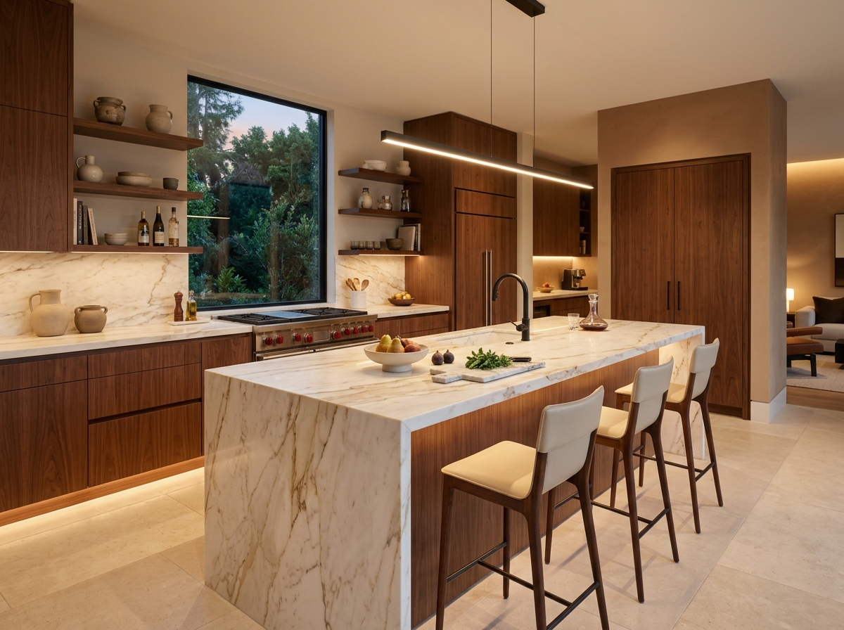 Premium bespoke kitchen with marble countertops
